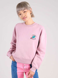 Disco Trip Embroidered Sweatshirt, Organic Cotton, in Ash Pink