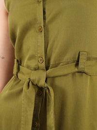 Happy-Go-Lucky Utility Dress, Lyocel, in Green