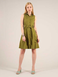 Happy-Go-Lucky Utility Dress, Lyocel, in Green