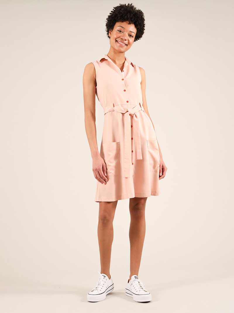 Happy-Go-Lucky Utility Dress, Lyocel, in Pink