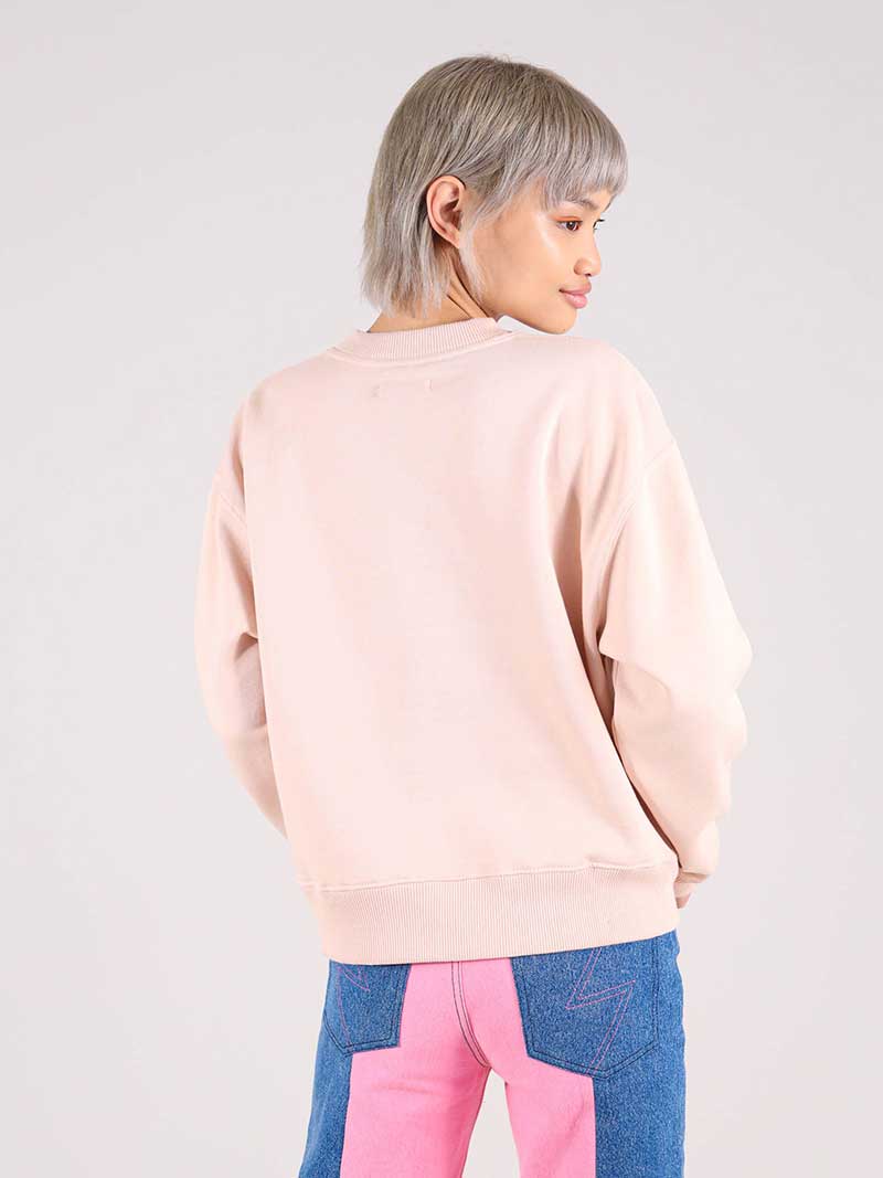 Dazzle Embroidered Sweatshirt, Organic Cotton, in Pink