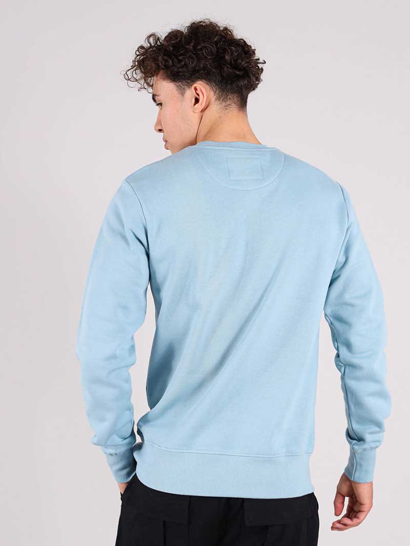 Dazzle Embroidered Mens Sweatshirt, Organic Cotton, in Light Blue