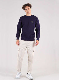 Flash Embroidered Mens Sweatshirt, Organic Cotton, in Navy