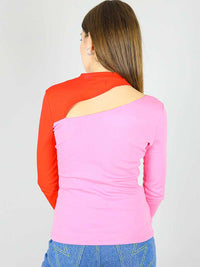 Vanity Slit Top, BCI Cotton, in Pink & Red