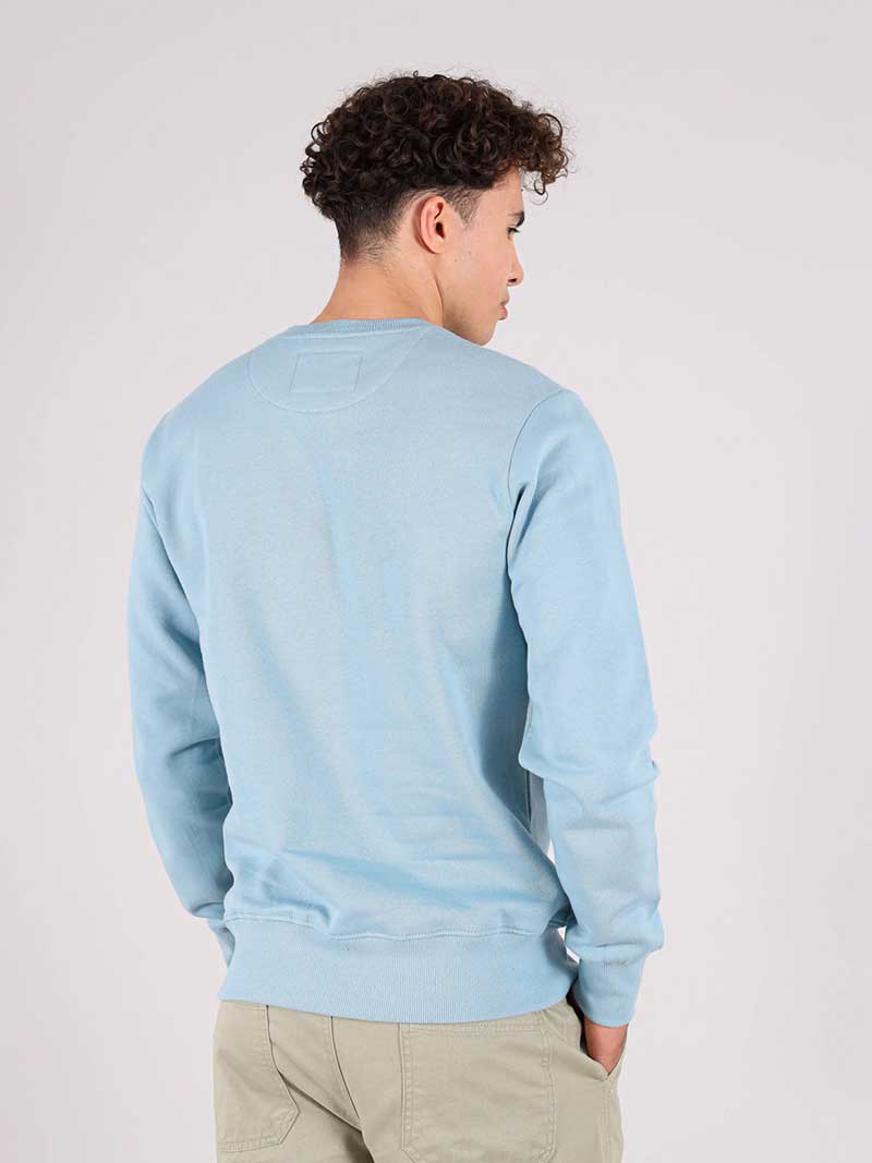 Disco Cult Embroidered Mens Sweatshirt, Organic Cotton, in Light Blue