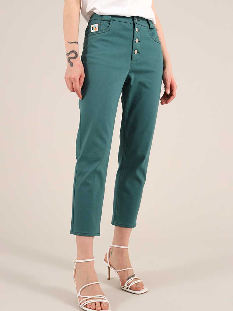 Rogue Crop Leg Jeans, Organic Cotton, in Green