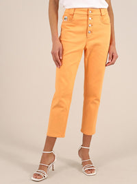 Rogue Crop Leg Jeans, Organic Cotton, in Peach Orange