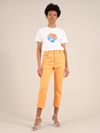 Rogue Crop Leg Jeans, Organic Cotton, in Peach Orange