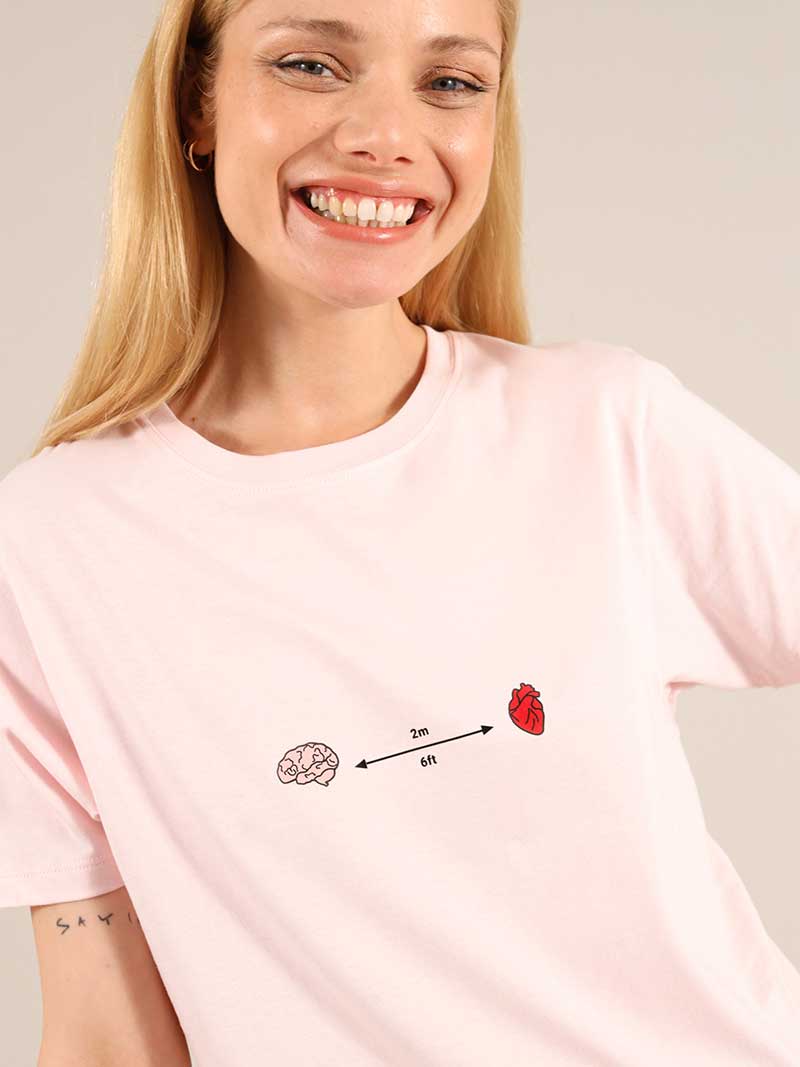 Social Distance Tee, Organic Cotton, in Pink
