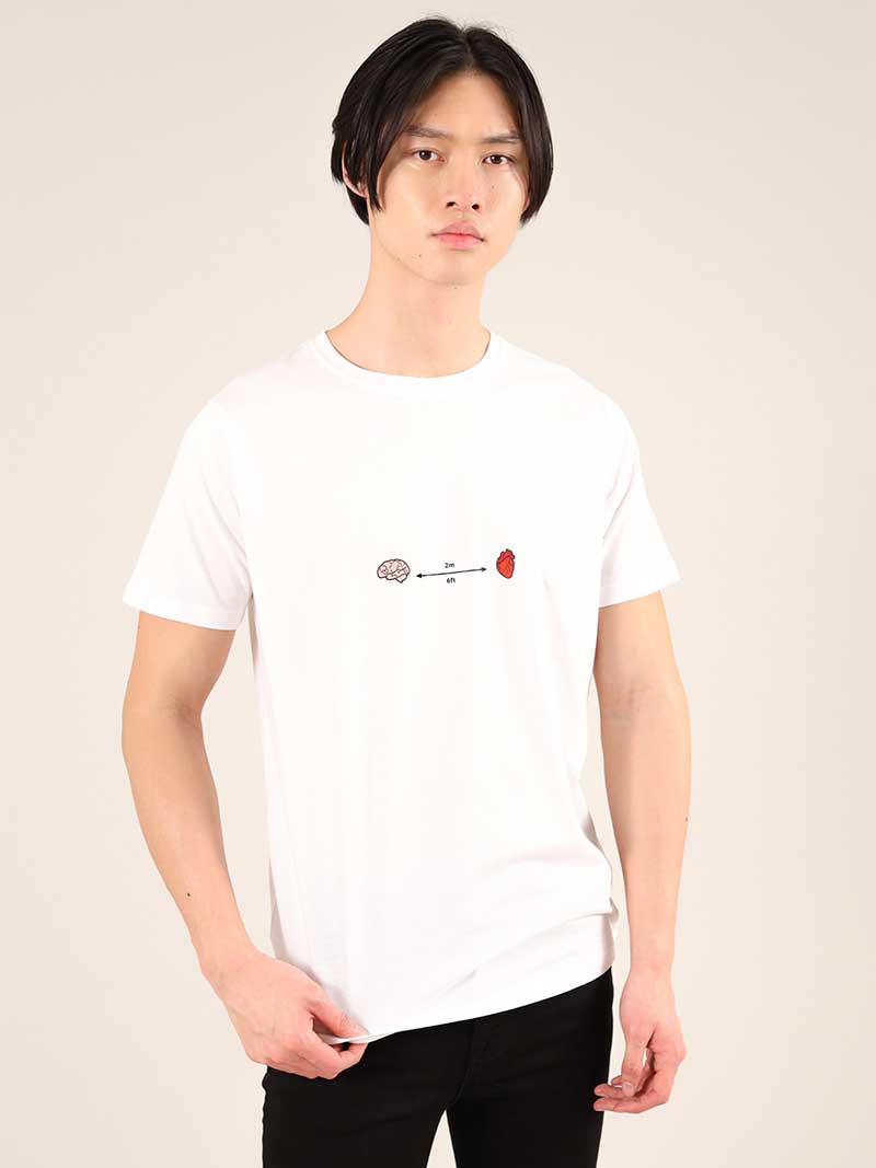 Social Distance Mens Tee, Organic Cotton, in White