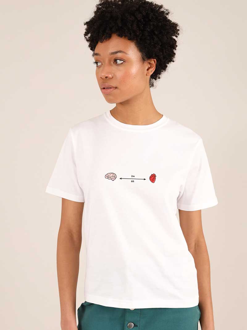 Social Distance Tee, Organic Cotton, in White