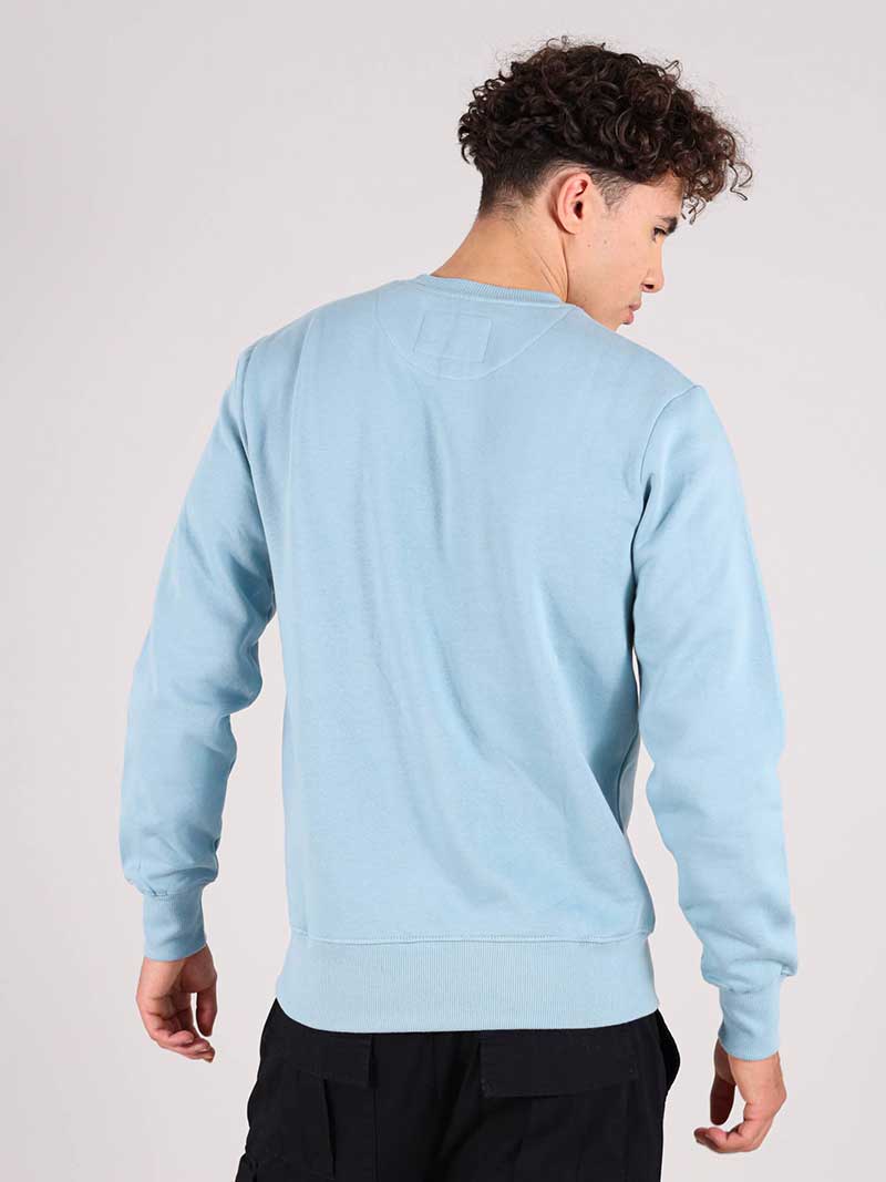 Disco Trip Embroidered Mens Sweatshirt, Organic Cotton, in Light Blue