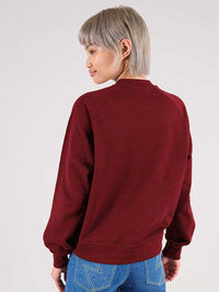 Flash Embroidered Sweatshirt, Organic Cotton, in Burgundy