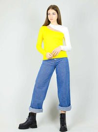 Vanity Slit Top, BCI Cotton, in Yellow & White