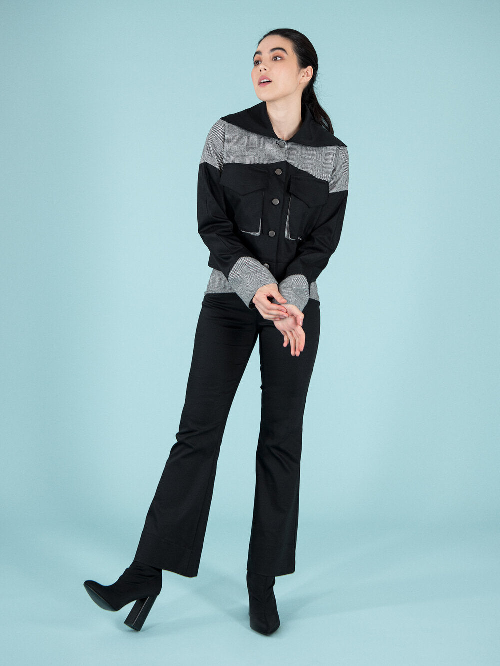 Flared top cotton trousers