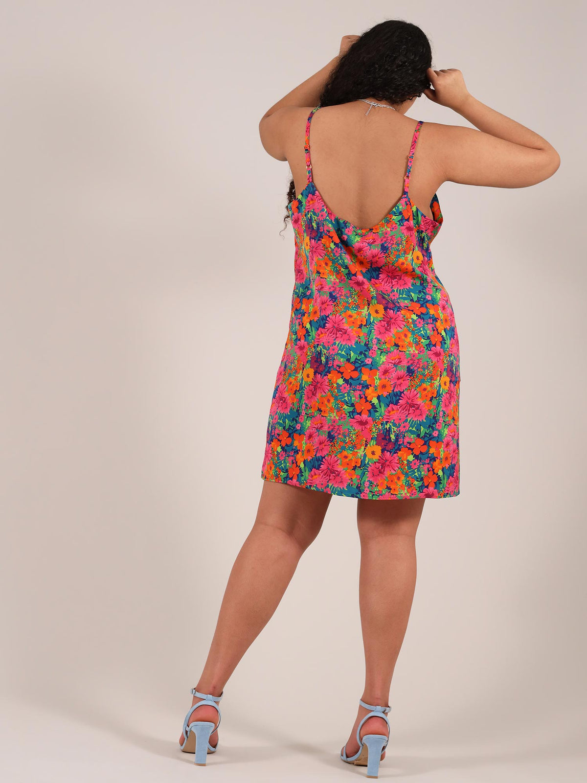 Mini Slip Dress, Upcycled Polyester, in Colourful Print