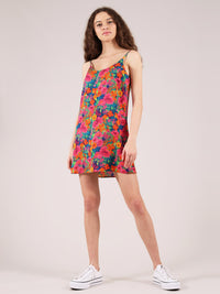 Mini Slip Dress, Upcycled Polyester, in Colourful Print