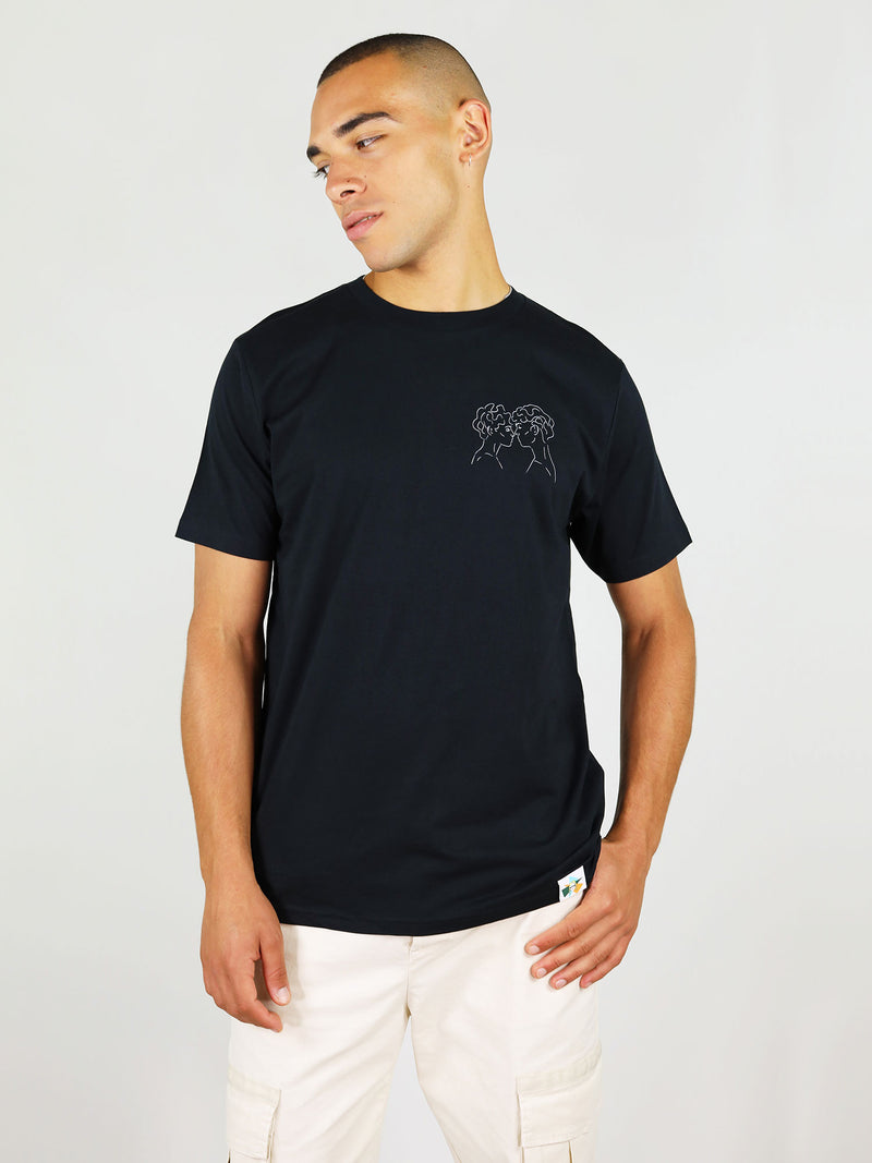 Lover's eyes is a 100% GOTS-certified organic cotton t-shirt in black