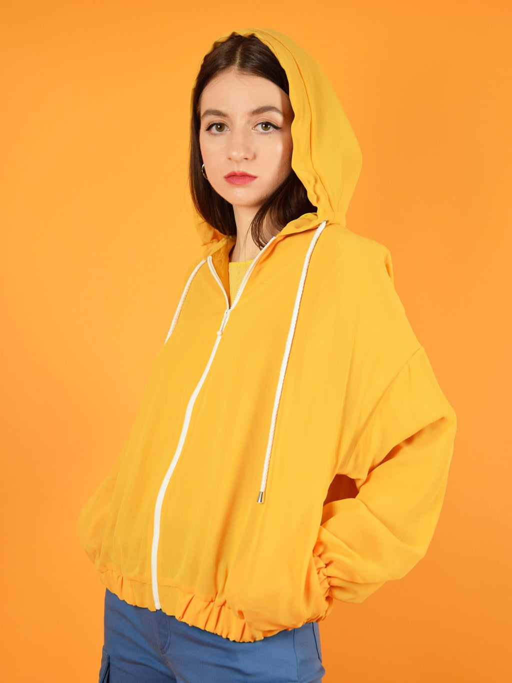 The orange bonfire sustainable jacket is a lightweight bomber with comfortable, lose fit and a good.