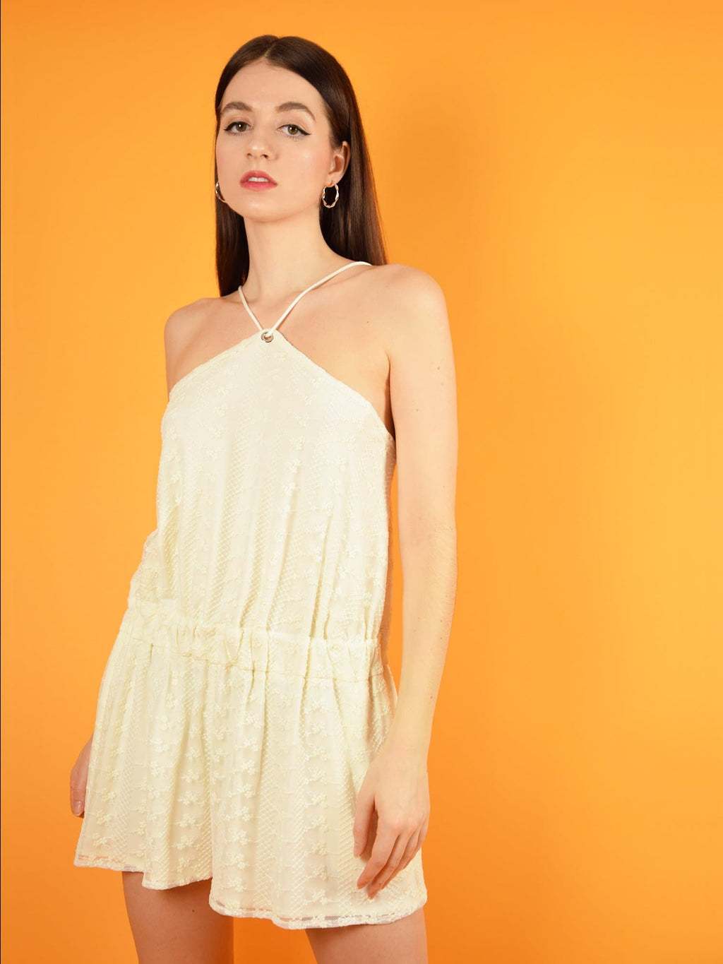 Desert Dreams Playsuit, Upcycled Cotton, in White Lace