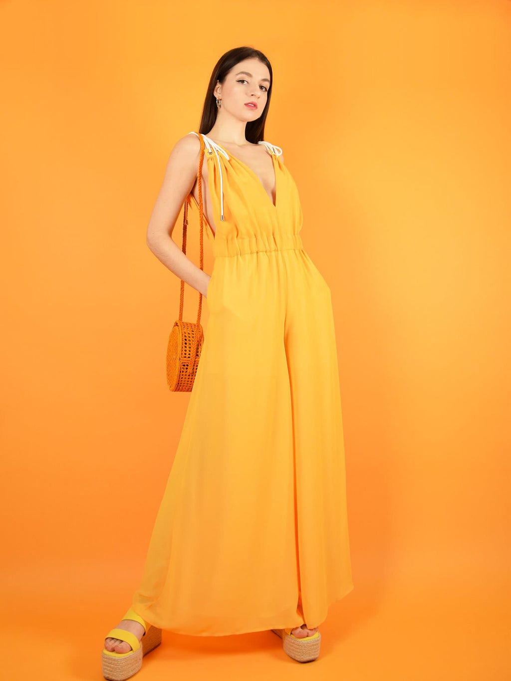 Eternal Summer Jumpsuit, Upcycled Polyester, in Yellow