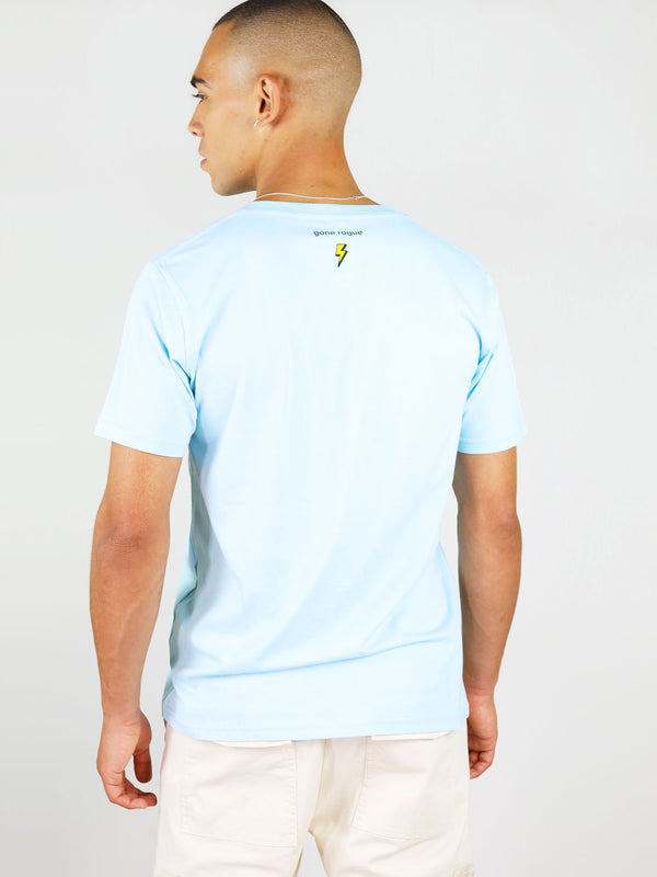 Gone rogue blue men's t-shirt from organic cotton by blonde gone rogue