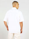 Back of white linen shirt with short sleeves by blonde gone rogue