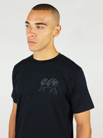 Line art print on organic cotton menswear t-shirt by blonde gone rogue