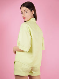 Ocean Drive Boxy Shirt, Upcycled Cotton, in Light Green