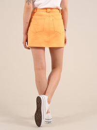 Rogue Mini Skirt, Organic Cotton, in Peach Orange