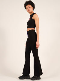 Wicked Zipper Flared Trousers, Cotton, in Black