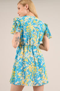 Wildflower Surplice Day Dress, Upcycled Polyester, in Colourful Print