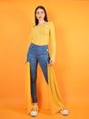 wildflower skinny jeans with orange detachable veils and sexy yellow lace top by blonde gone rogue
